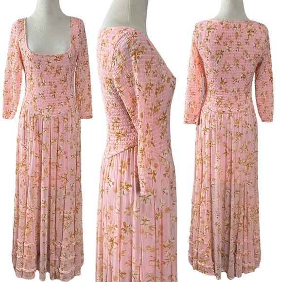 Free People It's Fate Midi Dress in Powder Pink Size Small NWT New - Picture 3 of 16